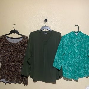 Westport Gap Youtalia Tops Blouses Bundle of 3 Black Green XL